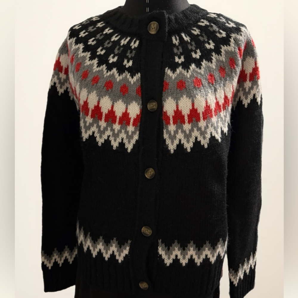 Style & Co. Nordic Patterned Cardigan in Black and Red